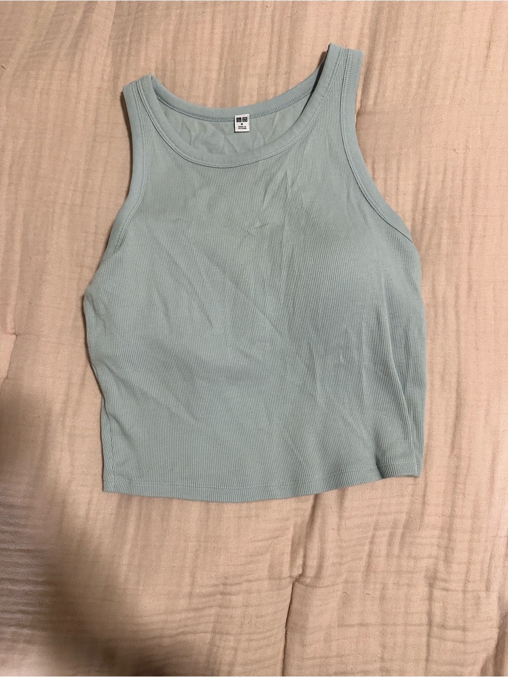 Uniqlo Light Green Ribbed Tank Top (Ribbed Cropped Bra Top) - Women's
